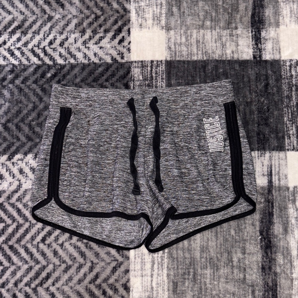 Justice Gray Heather Athletic Shorts with Black Trim